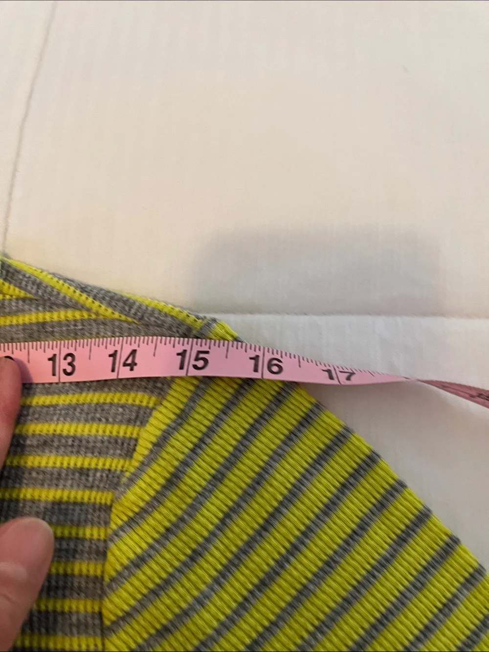 Striped Long Sleeve Thermal Knit Top in Yellow and Gray